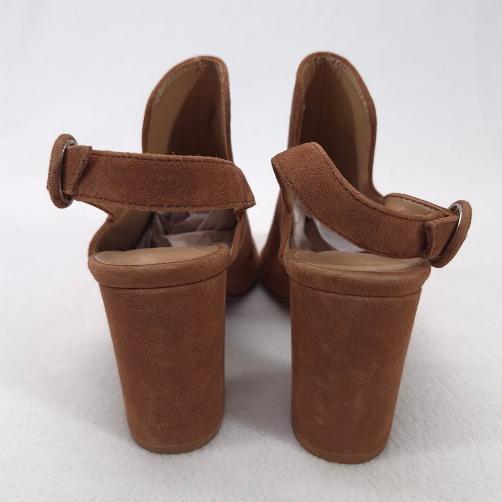 Banana Republic Brown Suede Block Heel Slingback Sandals Open Toe Womens 7.5 - Picture 5 of 10